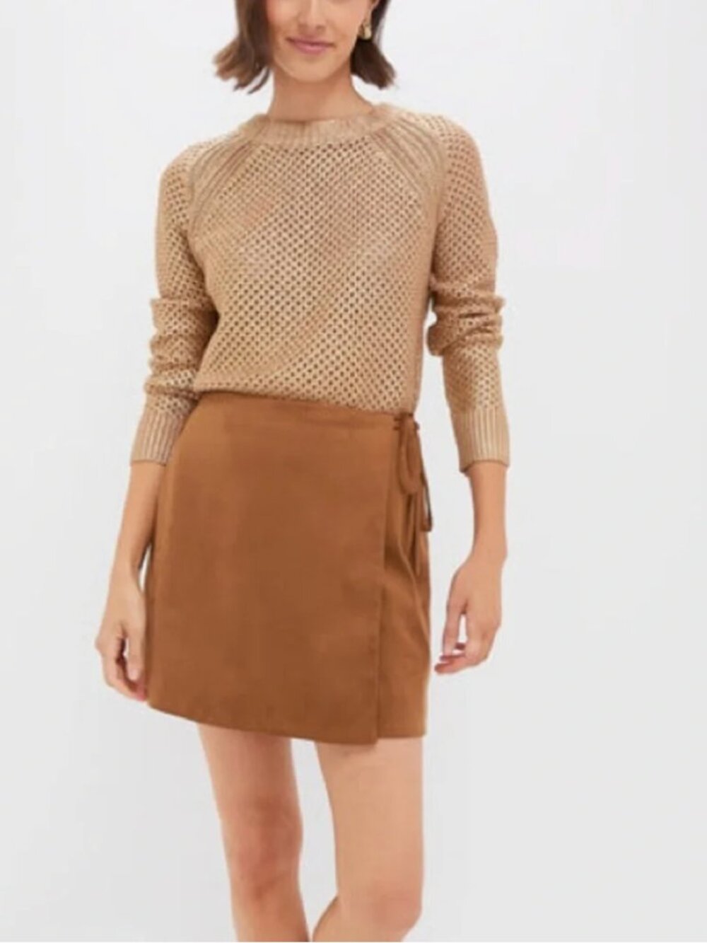 Tuckernuck Brown Suede Marbella Mini Tie Skirt